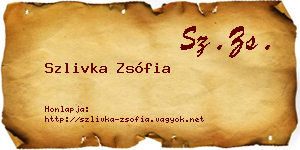 Szlivka Zsófia névjegykártya